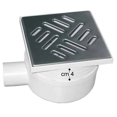 CHIUSINO CON SCARICO LAT. TELESCOPICO GRIGLIA IN ACCIAIO INOX 11,5x11,5 cm - scarico Ø 50 mm
