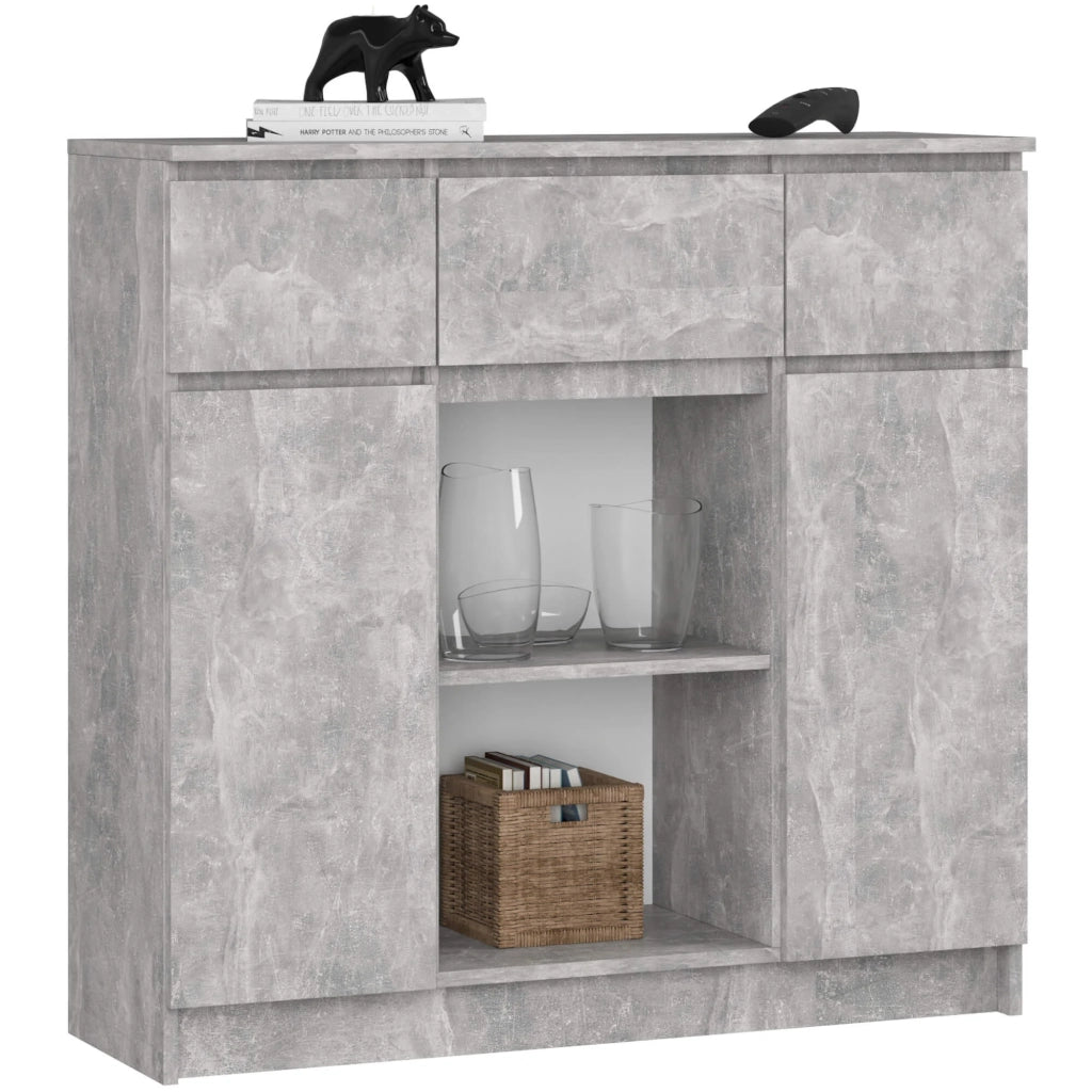 Cassettiera AKORD K100 Cemento 101 cm 2 ante 3 cassetti 101x35x98 cm