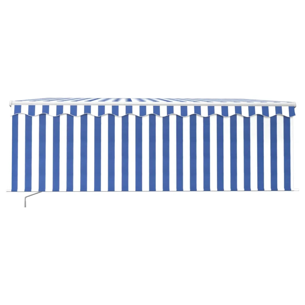 Tenda Sole Retrattile Manuale con LED 4,5x3m Blu e Bianco 3069321