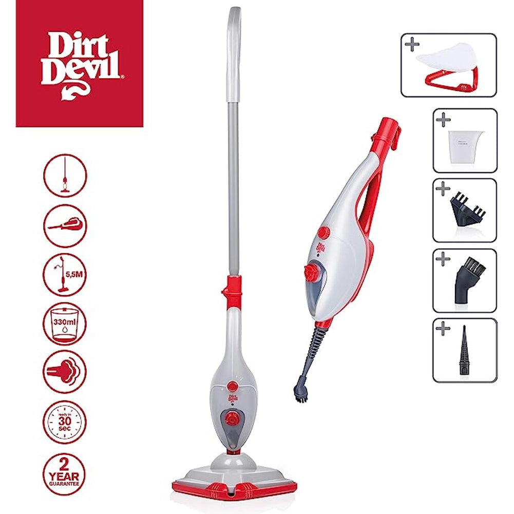Mop 2 in 1 Pulitore Manuale DD7001 Scopa a Vapore 1300Watt 4 Accessori Cavo 5 Mt