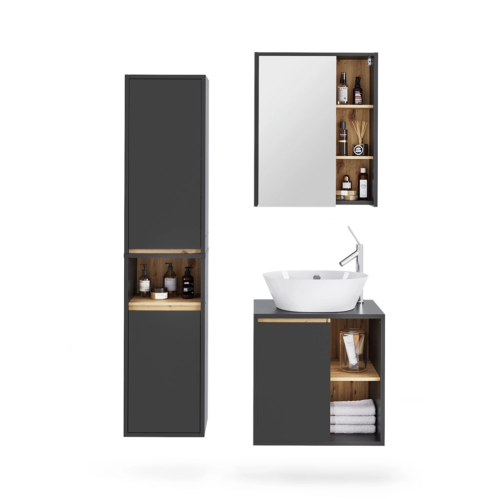 Vicco Set di mobili da bagno Grigio/Artisan 3 parti