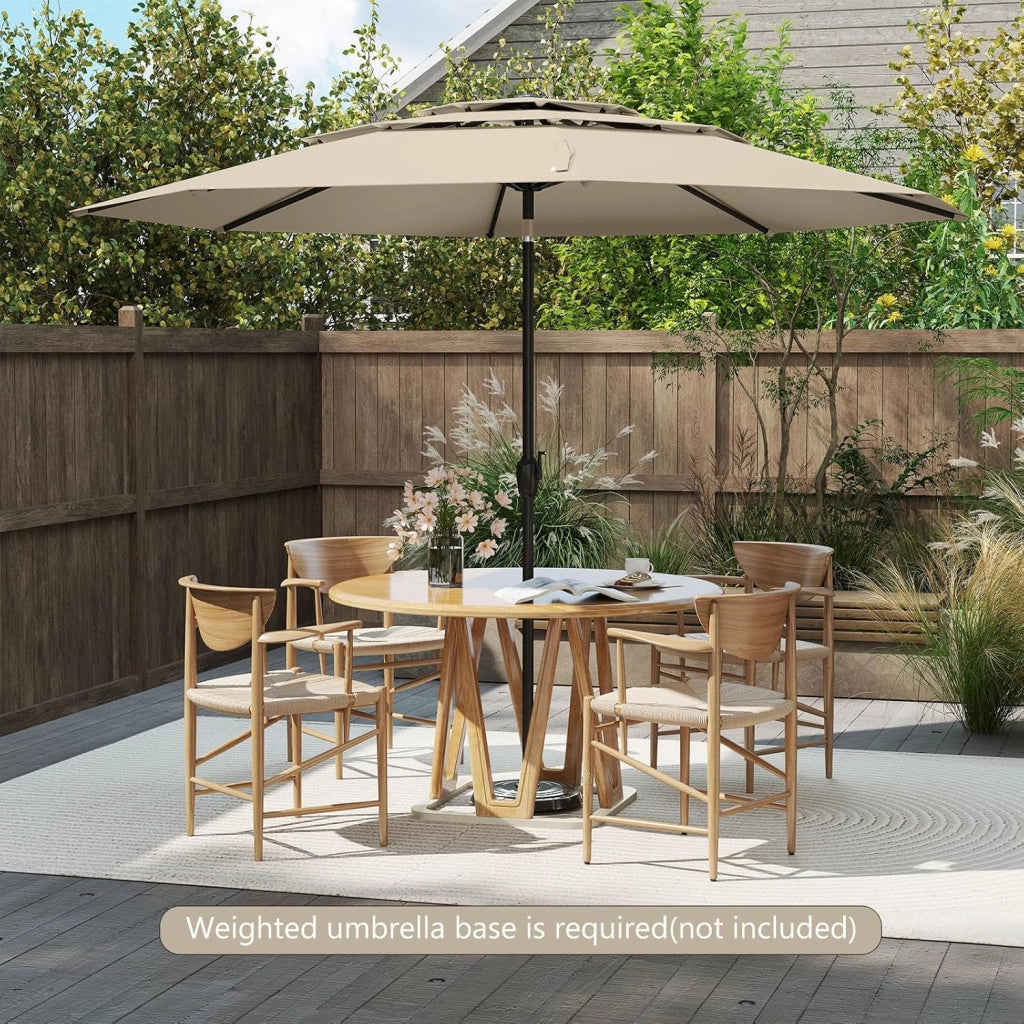 φ3 m Ombrellone da giardino, Tripla baldacchino, Ombrellone inclinabile, Angolo regolabile, Ombrellone da esterno, protezione solare, per terrazza, balcone, altezza di 240 cm