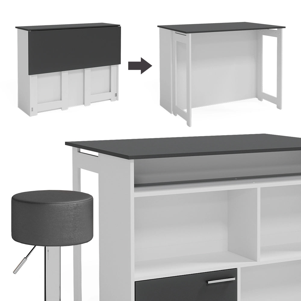 Vicco Tavolo bar con sgabelli Antracite/bianco 116 x 37 cm con 2 sgabelli da bar