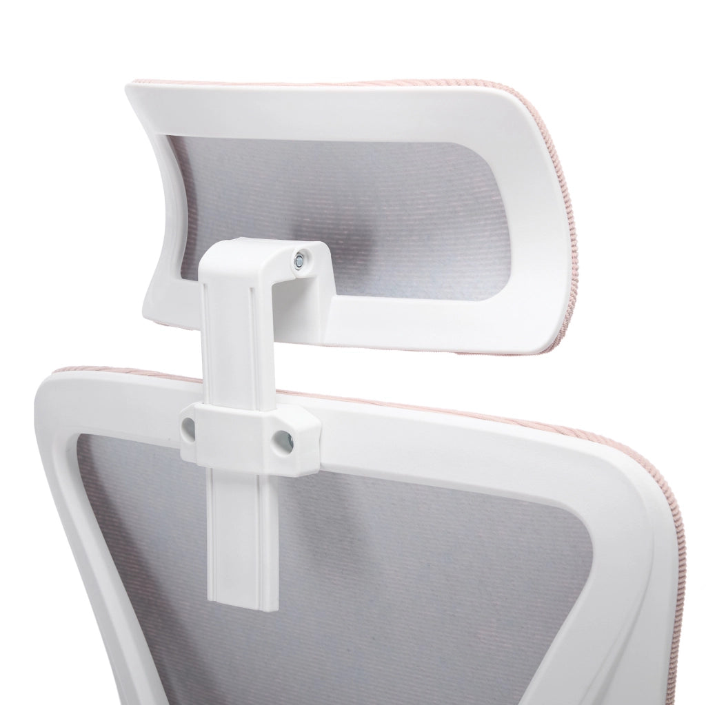 Sedia da ufficio ergonomica rosa con schienale in rete