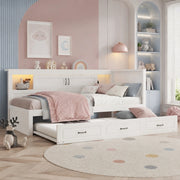 Divano letto 90x200 cm con letto estraibile; LED; prese e USB; bianco