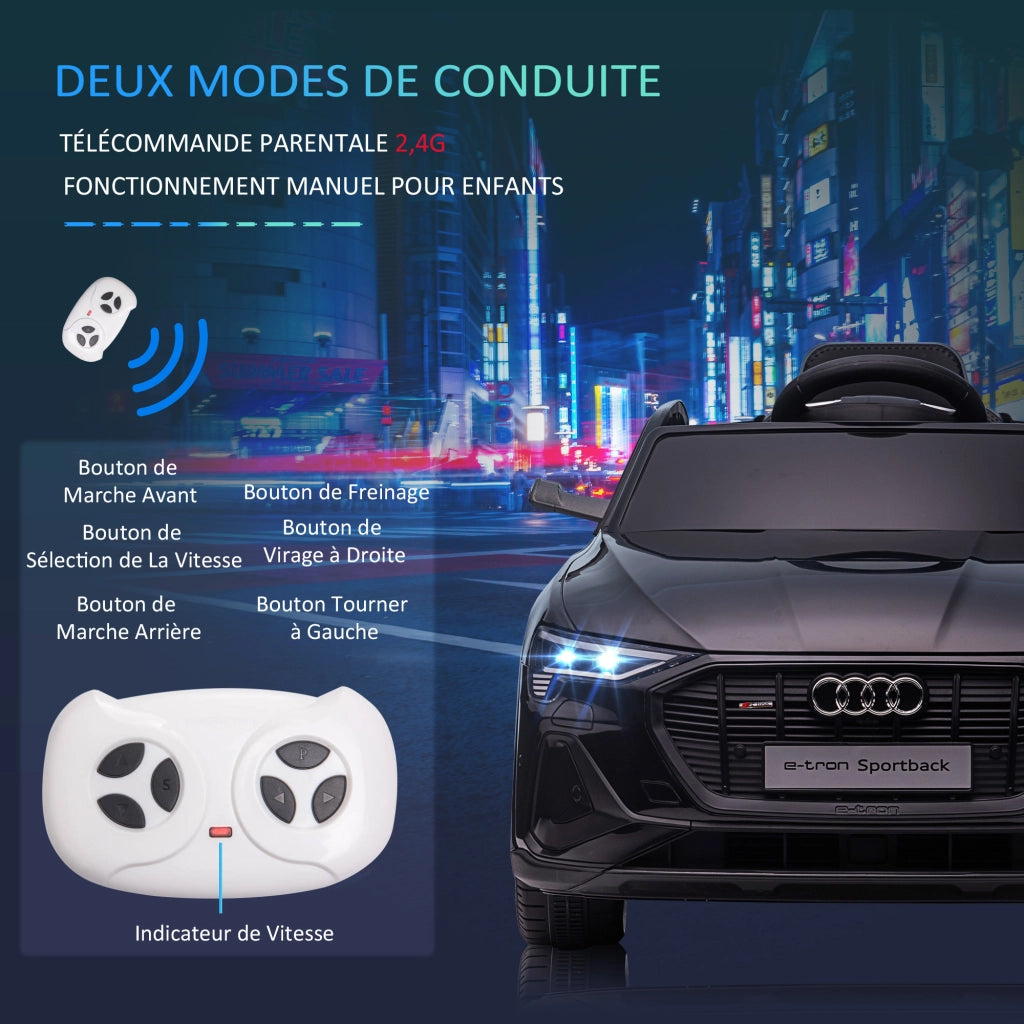 Auto elettrica bambini Audi e-tron Sportback ¨C zephmum ¨C 12V LED nero