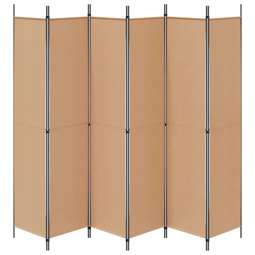 Divisore per Stanza | Paravento | Divisorio Ambienti a 6 Pannelli Beige 300 x 220 cm Tessuto