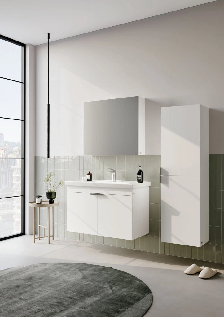 Set mobile lavabo con specchio (2 pezzi) "Desna 90" - 90 x 45 x 58 cm - Bianco opaco