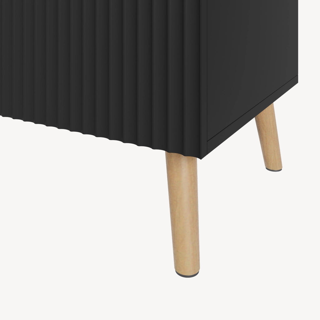 Credenza Nand Madia con 3 Ante Scanalate 120x40x76 cm Nero [en.casa]