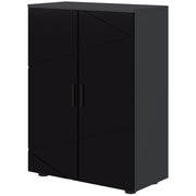 EasyComfort Mobiletto Bagno 2 Ante in Legno con 3 Ripiani e Chiusura Ammortizzata, 60x30x82cm, Nero