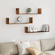 vidaXL Mensole a Parete 3pz Legno Antico 80x18x18 cm in Truciolato