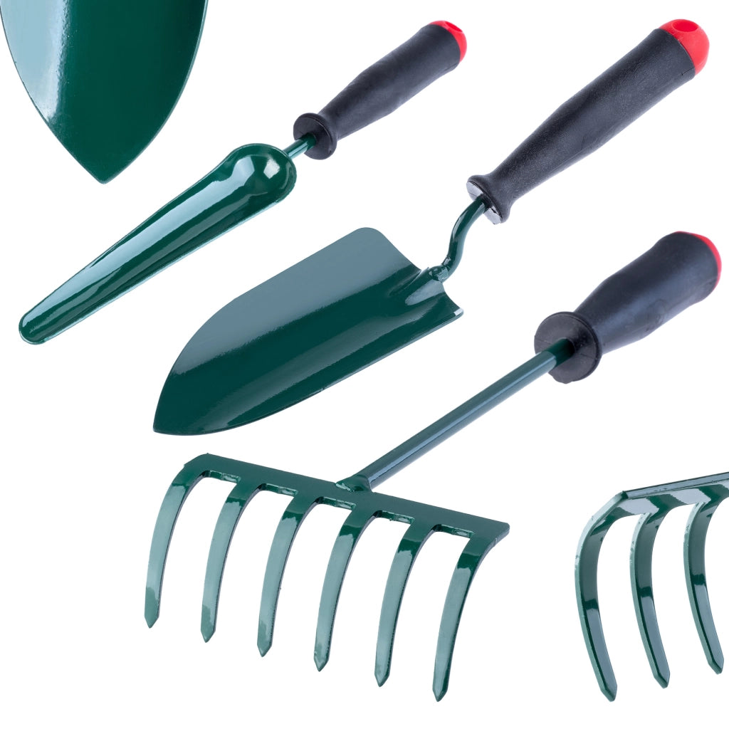 Set di attrezzi da giardino KADAX 3 in 1: paletta per radici, pala, rastrello