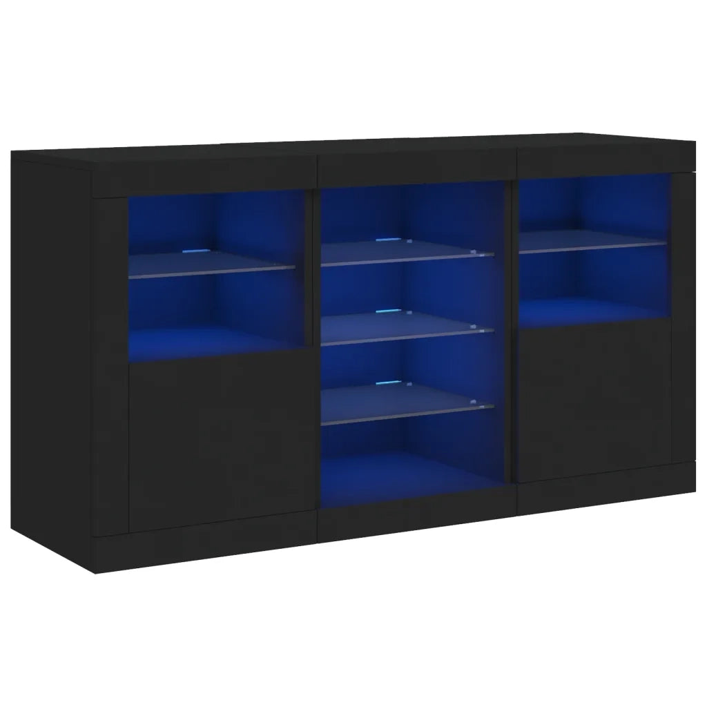 Credenza con Luci LED Nera 123x37x67 cm 3209080