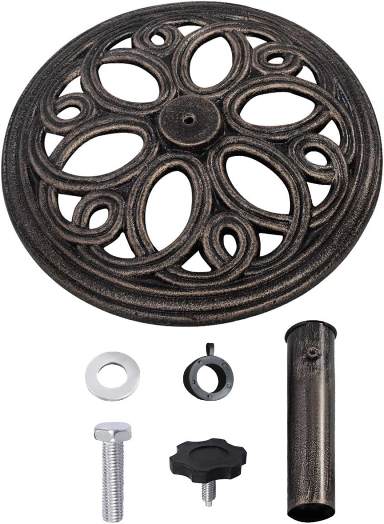 Base per Ombrellone, Ideale per Pali da 38-48mm, Base Ombrellone in Ghisa, Facile da Montare e Pulire, Bronzo