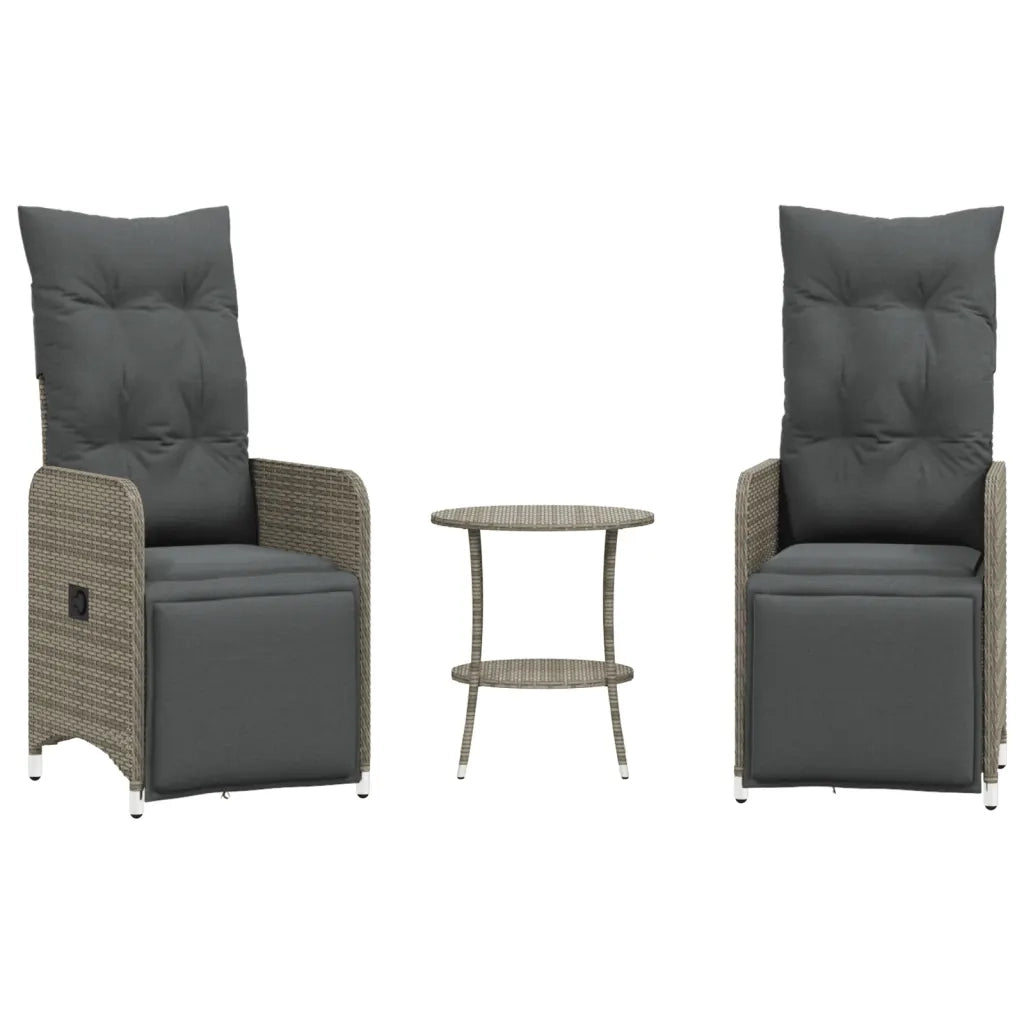 Sedie da Giardino Reclinabili 2 pz con Tavolo in Polyrattan 365707