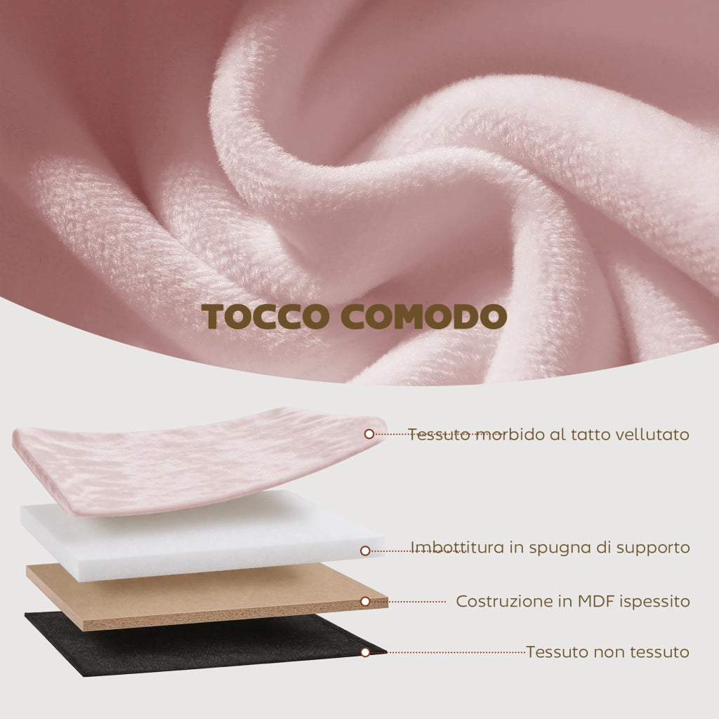 Pouf Contenitore Pieghevole 76x38x35 cm con Vano da 72L e Rivestimento in Velluto Rosa