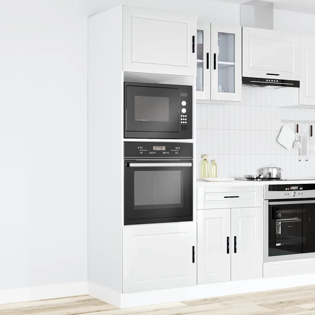 Armadi Forno 2 pz Porto Bianchi Lucido in Legno Multistrato 3315053