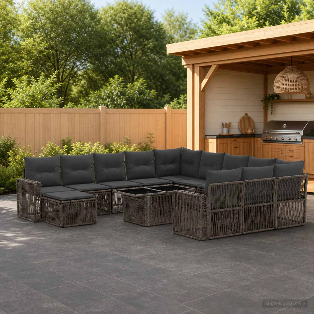 Set Divano da Giardino 13 pz Grigio e Grigio Scuro polyrattan 3436889