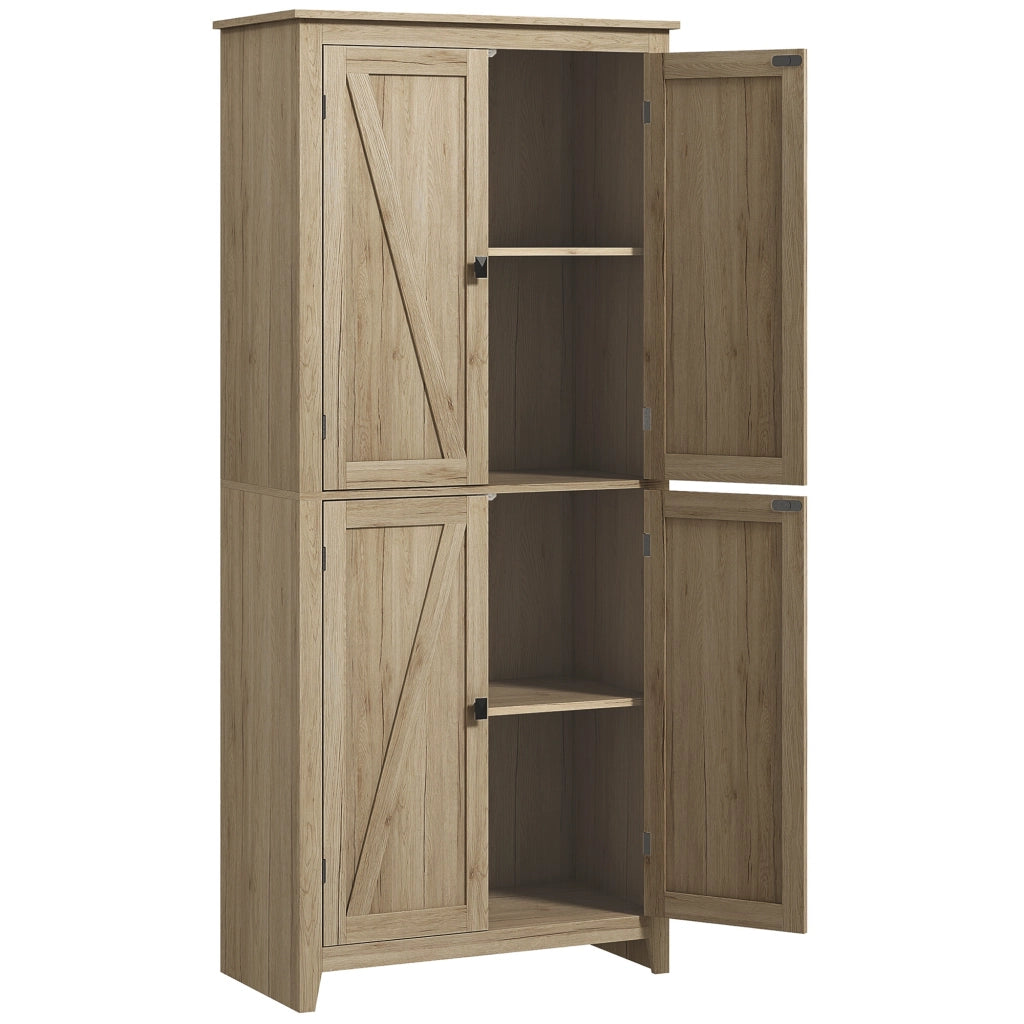 Mobile Cucina a 4 Ante con Mensole Regolabili e Base Rialzata in Legno 80x40x182cm