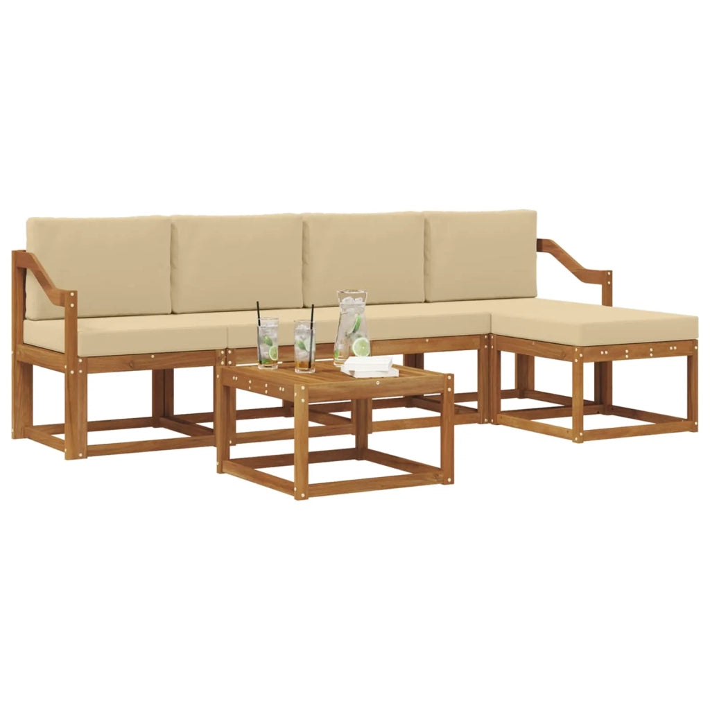 Set di divani da esterno con cuscino 6 pcs Naturale e Beige 3366306
