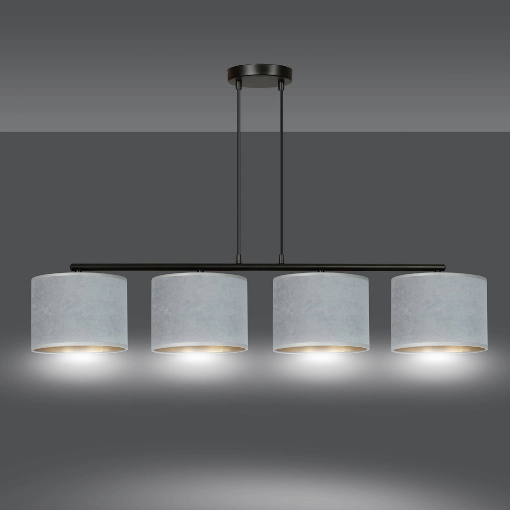 Lampadario Emibig Hilde 4 grigio/nero/oro 4xE27 dimmerabile