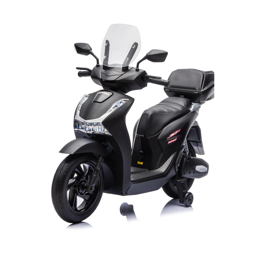Moto Elettrica per Bambini Honda SH125 Verniciato 12V con Licenza Ufficiale -Nero Opaco