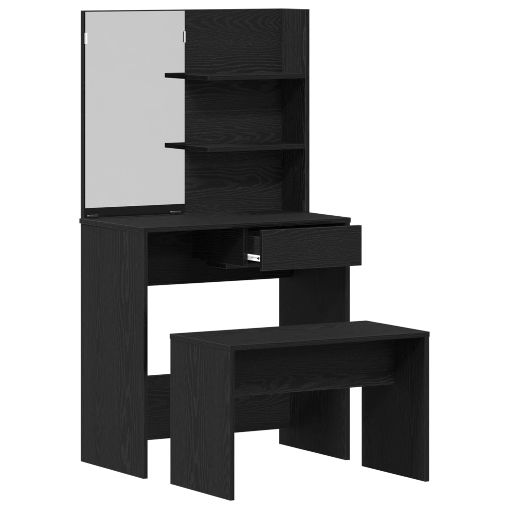 Set di Tavoli da Trucco  in Legno Ingegnerizzato Rovere Nero