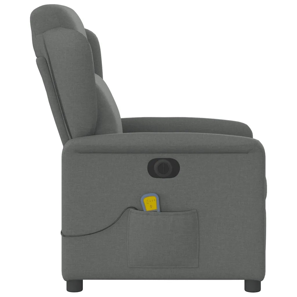 Divano Sedia-Poltrona Reclinabile Massaggio Elettrica Grigio Scuro Tessuto 691876