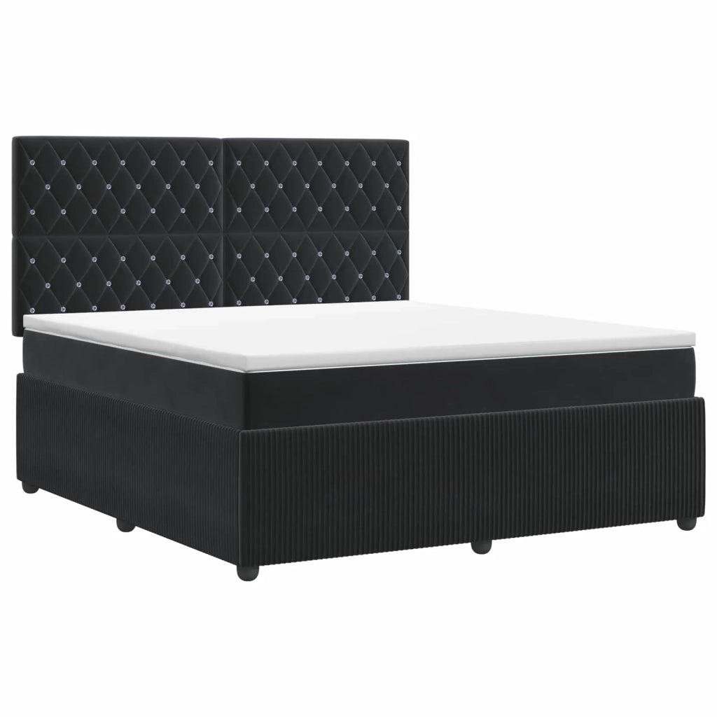 Letto box spring con materasso Nero 140 x 190 cm Velluto 3454597