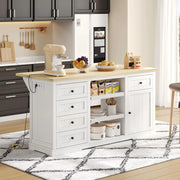 Mobile isola cucina bianco 150x65x75,5 cm con cassetti, ripiani estraibili e prese USB