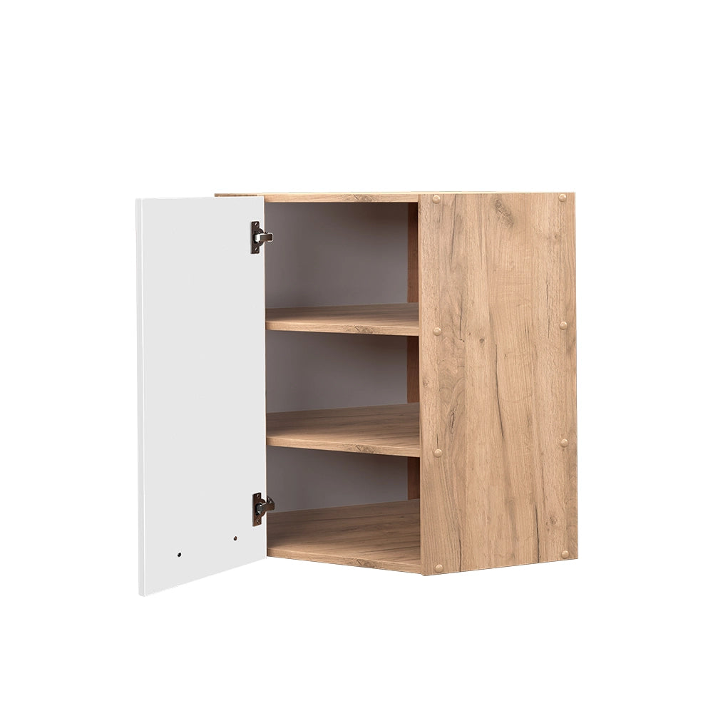 Mobile angolare da cucina Fame-Line Bianco lucido/Rovere dorato 57 cm Vicco
