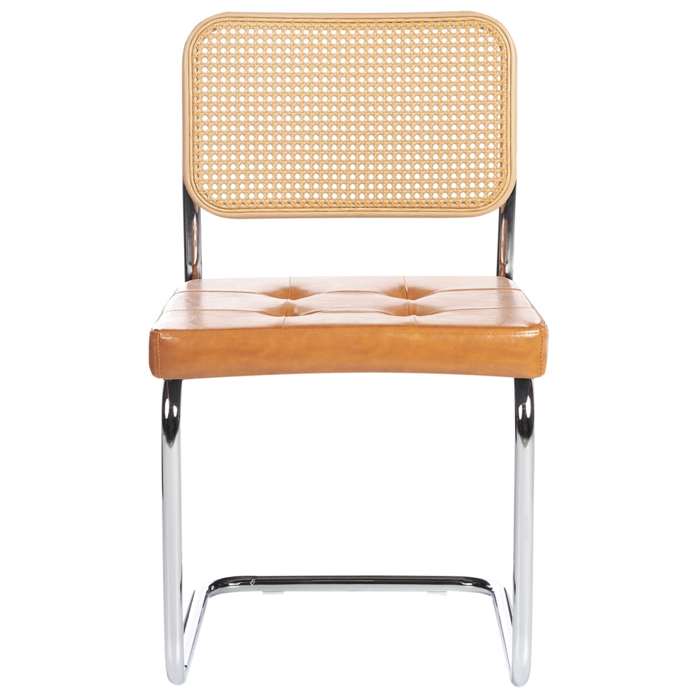 Set di 2 sedie da pranzo in ecopelle marrone con base a sbalzo in metallo stile vintage retrò
