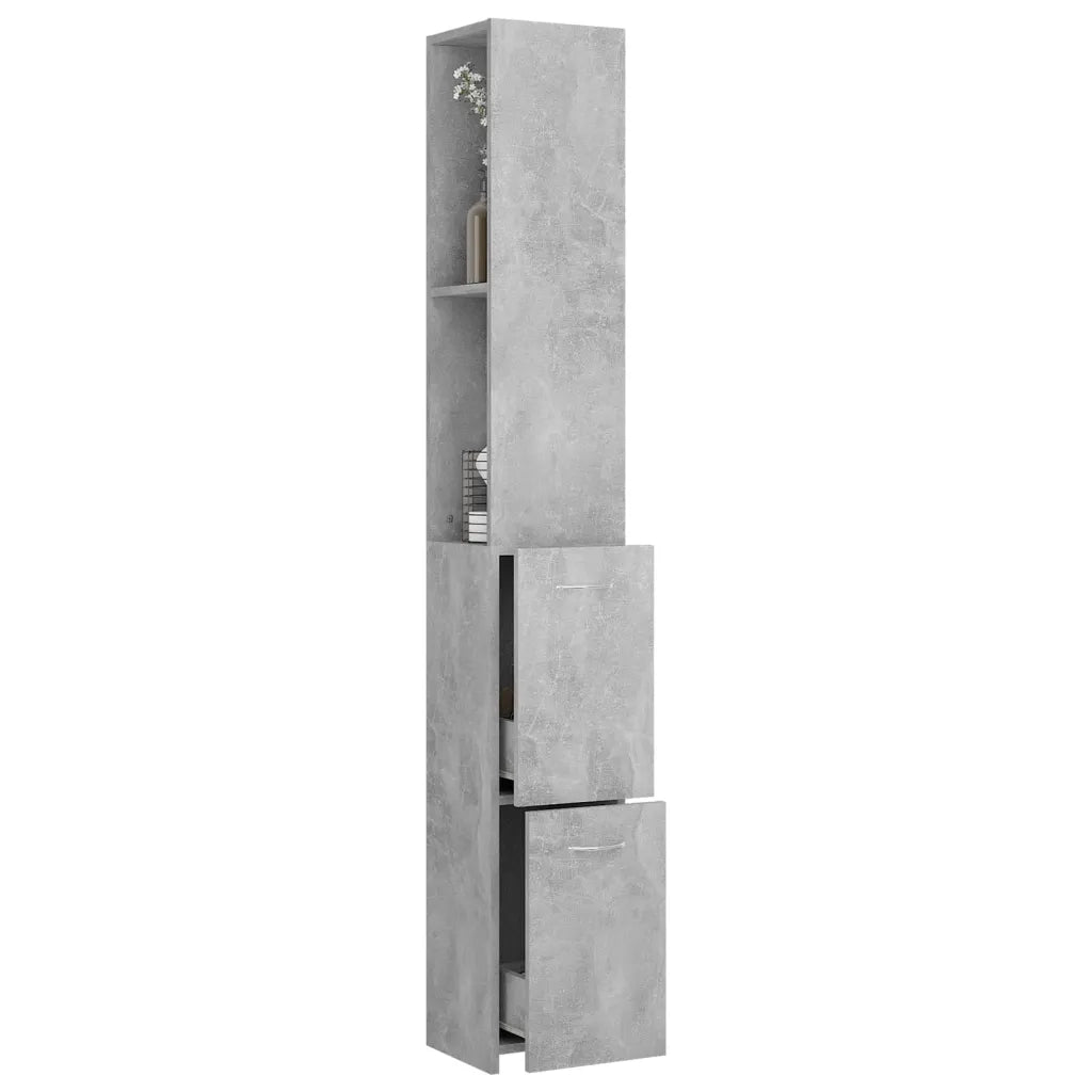 Armadio da Bagno Grigio Cemento 25x25x170 cm in Truciolato cod mxl 11781