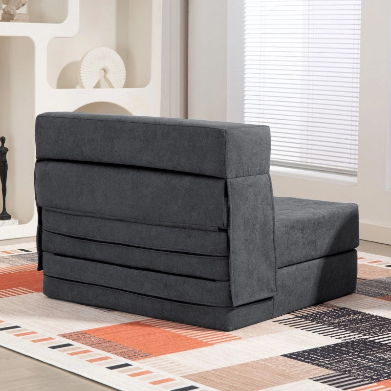 Poltrona letto 3 in 1 pieghevole con cuscino, chaise longue e chaise relax in colore grigio scuro