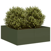 Fioriera Verde Oliva 80x80x30 cm in Acciaio 860804