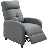 Poltrona Reclinabile 155° max in Tessuto Effetto Lino Grigio con Poggiapiedi, 67x87x98 cm