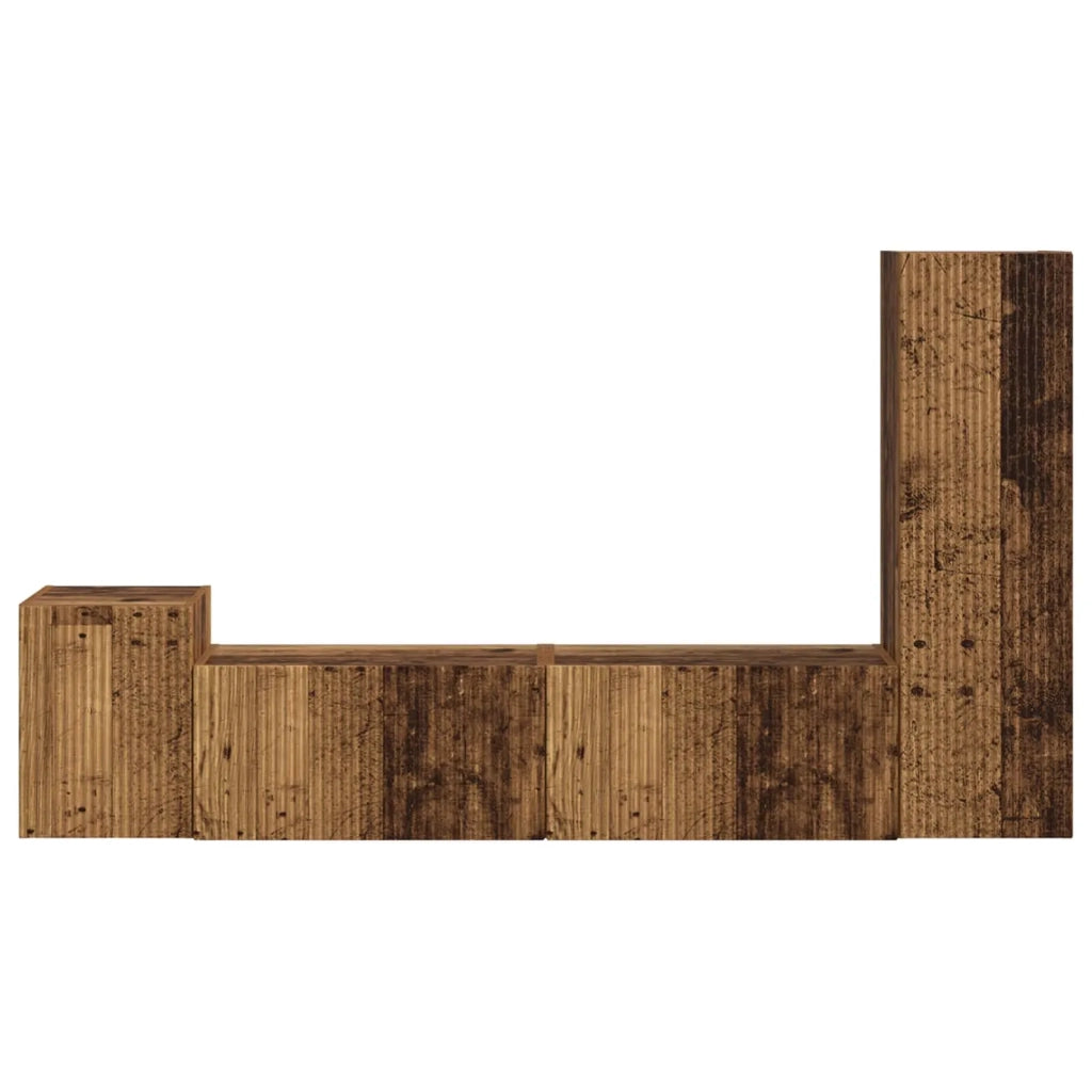 Set mobile TV 4 pz-Credenza per TV Legno vecchio Legno multistrato 541229