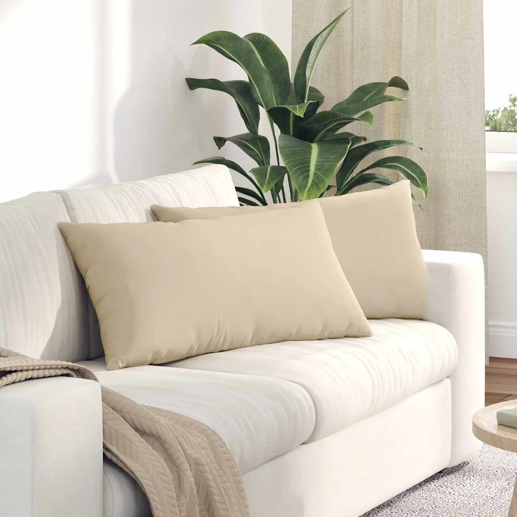 Cuscini da Divano 2 pz-Set di 2 Cuscini per Sofa Crema 80 x 40 cm Tessuto 716726