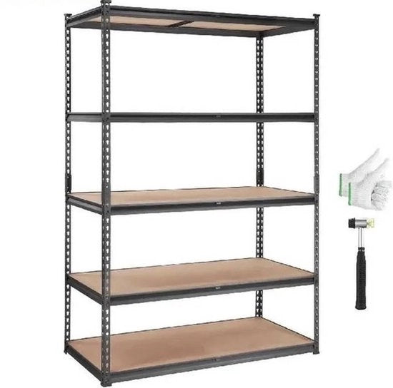 5 Livelli di Magazzino a Sostegno - Stante - Reticolo Metallico - Mobile di Archiviazione - Per Cucina Sala da Pranzo Magazzino - Capacità di Carico Totale 900kg - 152x75x3