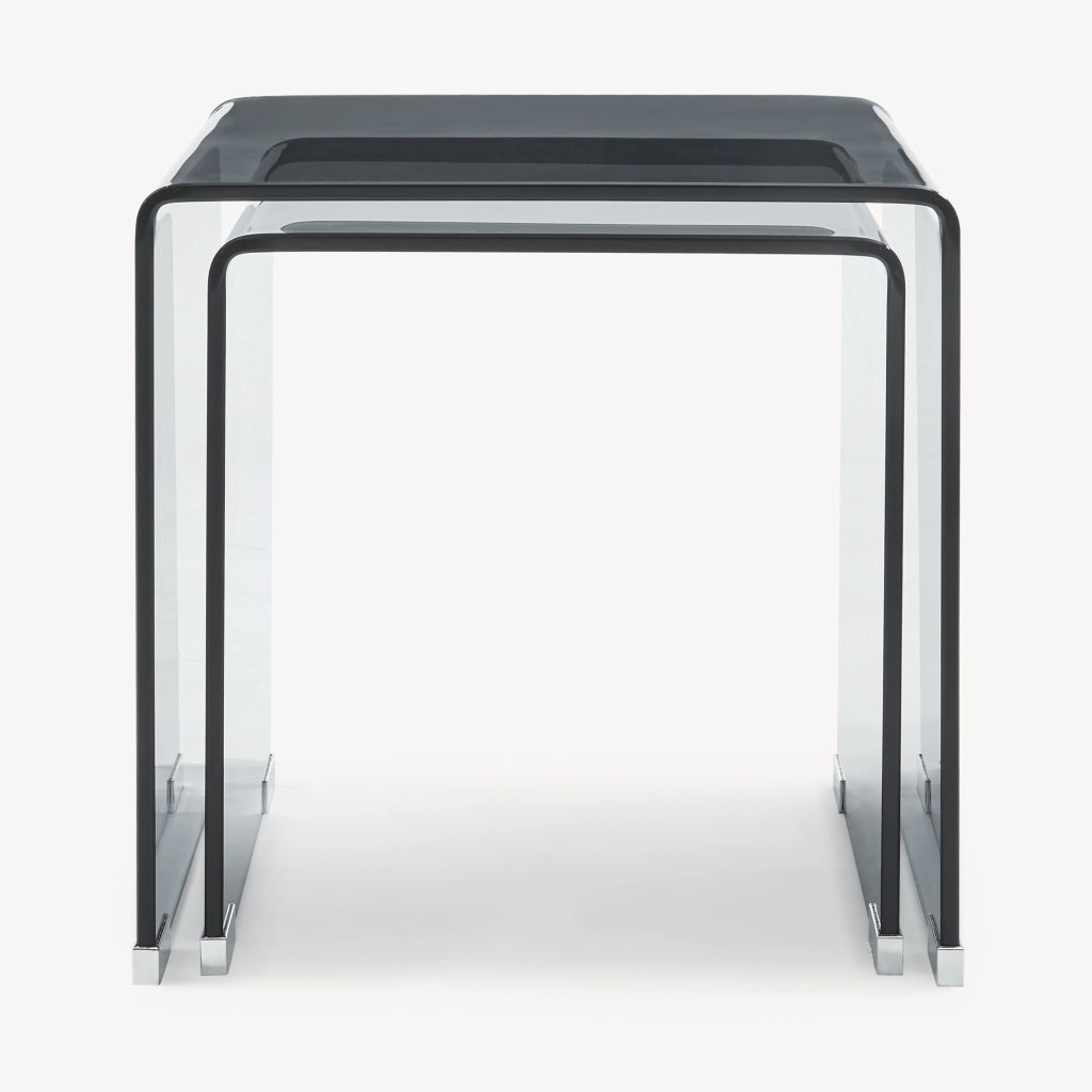 Set Kariengem di 2 Tavolini Sovrapponibili in Vetro - Grigio [en.casa]