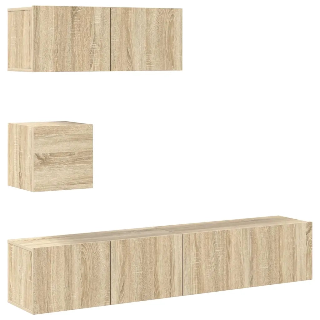 Set di Mobili Porta TV 4 pz Rovere Sonoma in Legno Multistrato 3114648