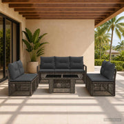 Set Divano da Giardino 8 pz Grigio e Grigio Scuro polyrattan 3437081