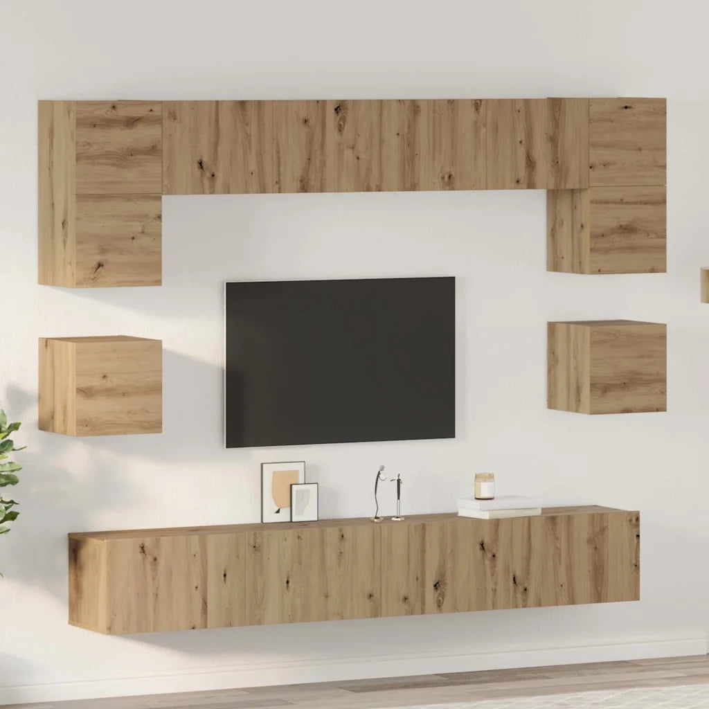 vidaXL Set mobile TV 8 pcs rovere artigianale 100 x 30 x 30 cm