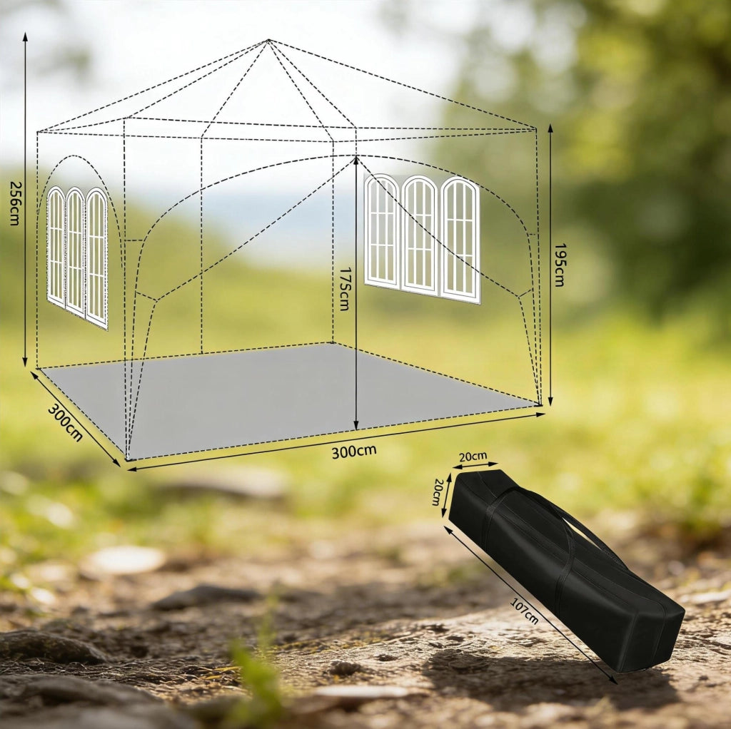 Gazebo pieghevole 3x3 m beige con struttura in metallo