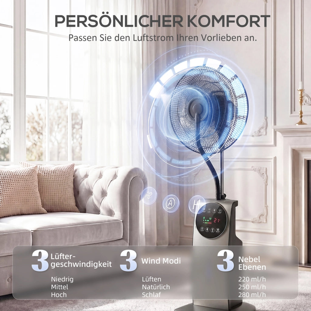 Ventilatore Nebbia con Telecomando ¨C zephmum ¨C Grigio