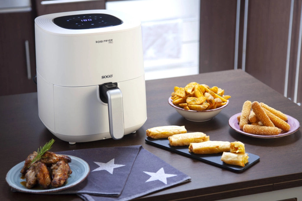 Friggitrice ad aria calda 5,5L senza olio, display LED touch, 8 programmi preimpostati, timer 60min temperatura 80-200°C - SOGO