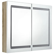 Mobile bagno 80 x 12 x 68 cm con specchio LED bianco e rovere 02_0006618