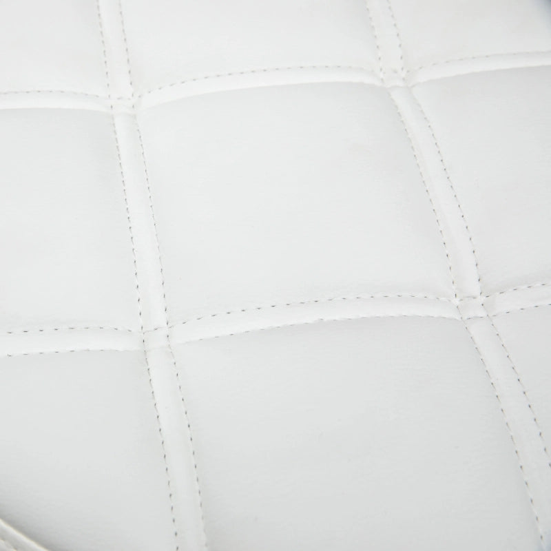 Sgabello con ruote girevole regolabile in altezza con seduta imbottita in similpelle bianca Ø35,5 × 51-67 cm