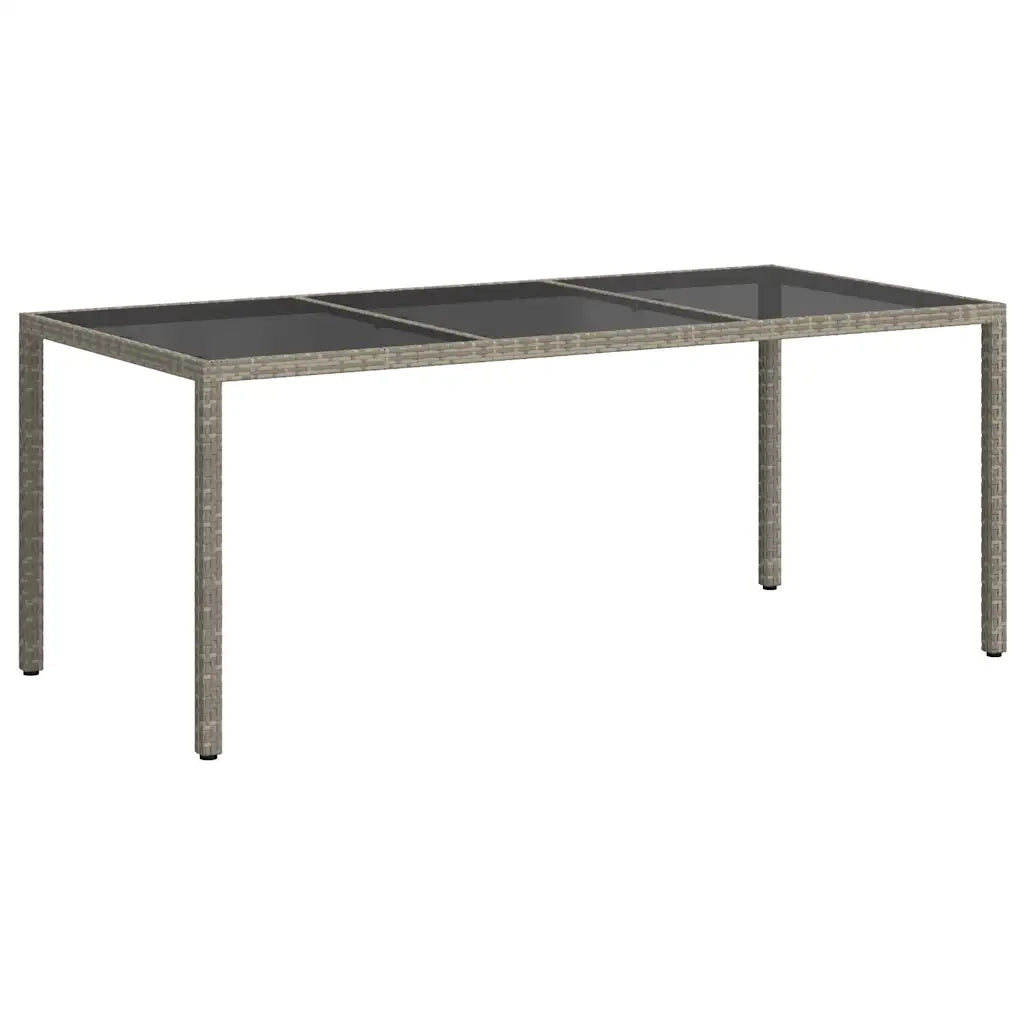 Tavolo Giardino Grigio 190x90x75 cm Vetro Temperato Polyrattan 316715