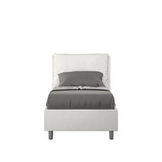 BS COM Letto singolo con rete imbottito 80x210 similpelle bianco